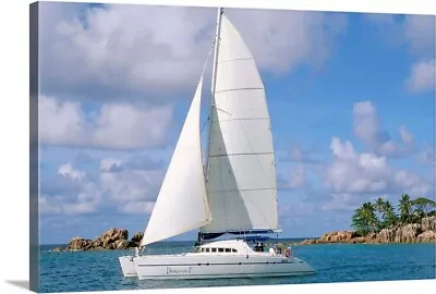 Catamaran Island Of Praslin Canvas Wall Art Print Ships & Boats Home Decor • $89.99
