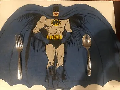 Rare VINTAGE Set  BATMAN Placemat FORK AND SPOON SET From Early 1960’s • $79