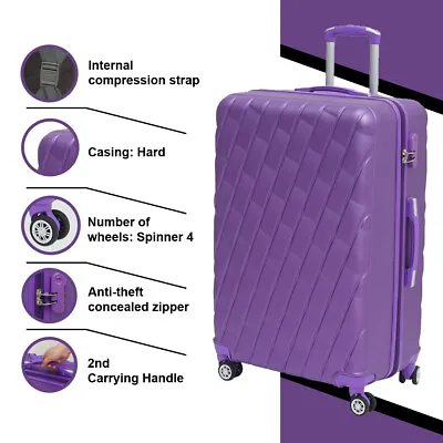 Cabin Approved 20'' Hard Shell Carry On Lightweight Cabin Suitcase Spinner Wheel • £27.99