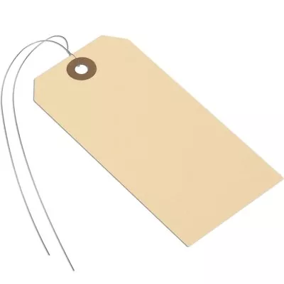 100 Pack 4 1/4  X 2 1/8  Size 4 Manila Inventory Pre Wired Hang Tags With Wire • $9.99