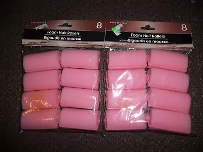 Vintage Pink Foam Hair Rollers 16 -  From BASIC SOLUTIONS 2 PACKS • $9.99