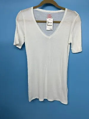 NWT Majestic Paris Women’s White Supima Cotton V-Neck T-Shirt SZ: 3 Org.$75 • $25