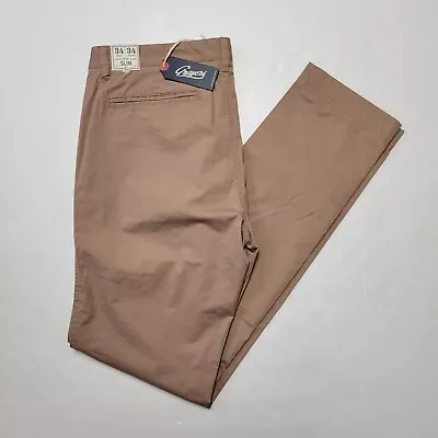 GRAYERS  Bruce  34x34 Burro Beige Dobby Trousers Slim Fit Chino Men's Pants NWT • $34