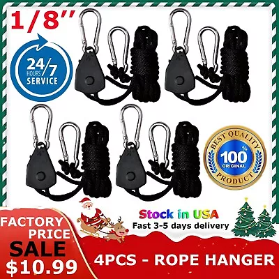 2-Pairs 1/8 Inch Heavy Duty Adjustable Grow Lights Rope Clip Hanger Rope Hanger • $10.78