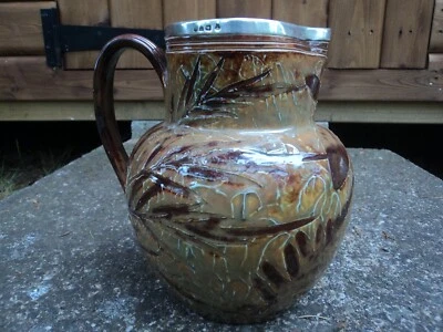 £49.99 • Buy Antique Early Silver Rim Doulton Lambeth Jug Autumn Leaves By Emily J Partington