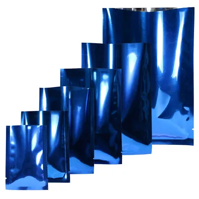 Flat Glossy Royal Blue Foil Open Top Mylar Bags Pouches Variety Quantity Sizes • $9.99