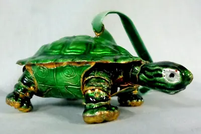 Vintage Metal Green Turtle Tortoise Legs Head Tail Move Hook On Back With Ribbon • $5.99