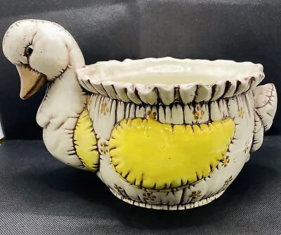 Vintage Ceramic Hand Made Yellow White Goose Duck Planters Bowl • $20