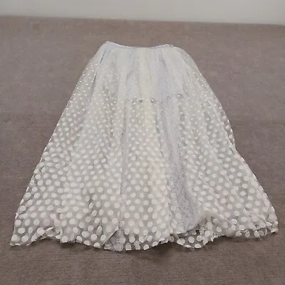Free People Womens Size 0 White Polka Dot Lined Lace Sheer Maxi Skirt • $28.88