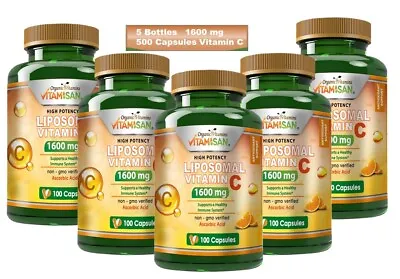 High Vitamin C 1600 Mg. 500 Capsules Immune System Antioxidant 5 Bottles • $36.99
