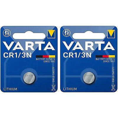 2 X VARTA 1/3N CR1 Lithium Batteries 3V - 2L76 2LR76 CR11108 DL1/3N K58L CR1/3N • £9.99