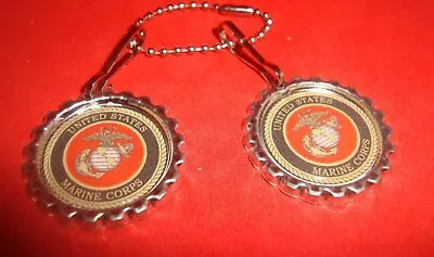 #2 USMC Marine Corp. Emblem 3D Image Bottle Cap Zipper Pull Charms W/Bead Chain  • $3.50