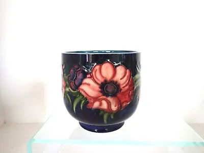 Vintage Moorcroft Pottery Cache Pot / Vase Anemone Blue  Pink Signed 4 1/4  Tall • $185