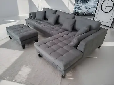 3Pc Modern Dark Grey Microfiber Sectional Sofa Set S168RDG (Custom Made Options) • $1395