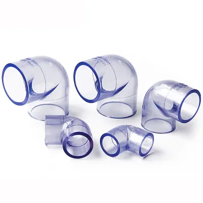 £2.60 • Buy Clear PVC Elbow Pipe Fittings 20mm-110mm Aquarium Fish Tank Pond Solvent Weld