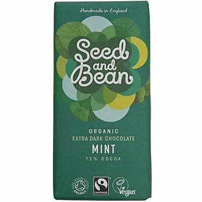 Organic Seed & Bean Extra Dark Chocolate Bar 72% - Mint 85g (Pack Of 8) • £28.17