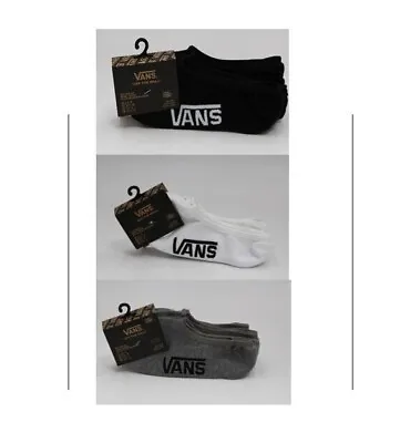 Vans Classic  No Show Socks  3-Pack BlackWhiteGrey Men's Off The Wall Basics • $15.99