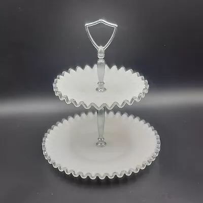 Vintage Fenton Milkglass 2 Tier Tray Silvercest Design • $24.99