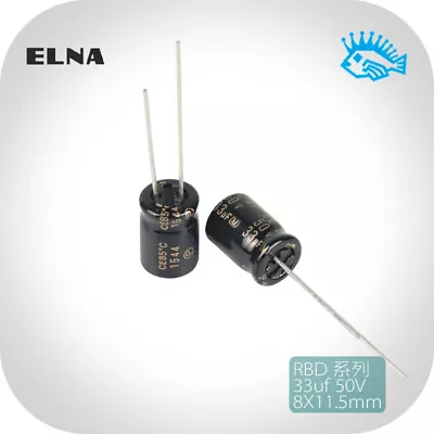 33uF 50V ELNA CE-BP RBD Fever Audio Non-polar Electrolytic Capacitor 8x11.5mm • $1.79