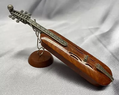 VTG Miniature Sterling Silver Burl Wood Stringed Instrument Stand Dulcimer Bass • $140