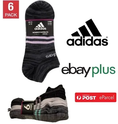 Adidas Women's Superlite No Show Low Cut Socks 6 Pair Black White Grey New • $29.99