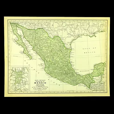 1920s Antique MEXICO Map Vintage Map Of Mexico Baja California Wall Art Decor • $12.95