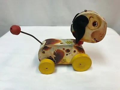 Vintage 1954 Fisher Price Wooden Pull Toy Woofy Wagger Dog 465  • $35