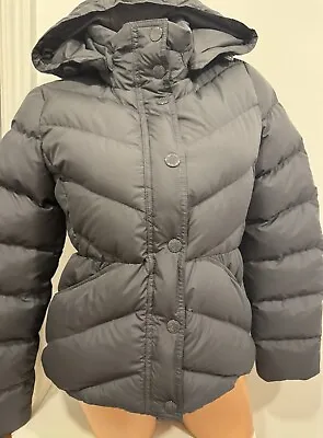 J Crew Down Filled Gray  Hooded Puffer Coat  Size Medium • $37.49