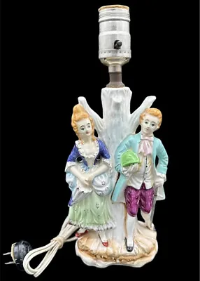 Vintage Victorian Colonial Couple Man & Woman Figure 11” Table Lamp As Is • $24.99