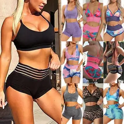$14.49 • Buy Womens Sports Yoga Suit Tops Bra + Leggings Hot Pants Fitness Workout Outfit Set
