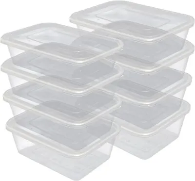 Food Containers With Lids Takeaway Plastic Microwave Freezer Safe Storage Boxes • £16.25