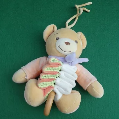 Kaloo Orange Musical Pull-down Lullaby Bear Babies Sleep Soft Toy • £8.95