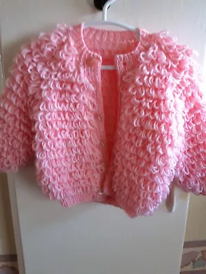 Handknitted Loopy Cardigan Size 18 6to12 Months • £14