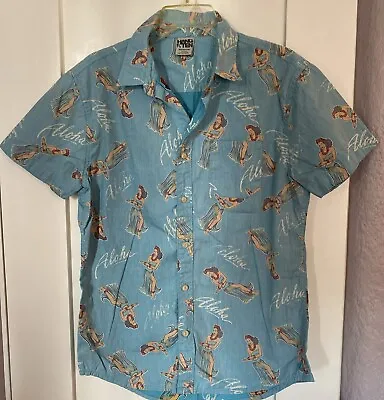 Vintage Mens Hang Ten Aloha Hula Girl Hawaiian Shirt Sz M • $11.99