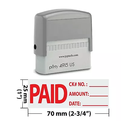 $17.95 • Buy Paid CK No.,Amount , Date And Line Extra Large JYP 4915 Self Inking Rubber Stamp