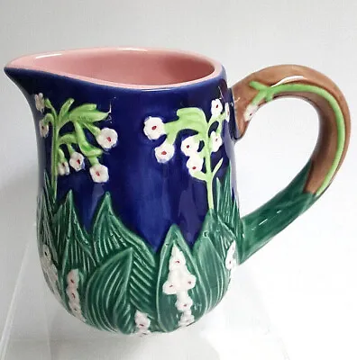 Vtg Andrea By Sadek  Lily Of The Valley  Majolica Pitcher ~4.75  X 6 (w/Handle) • $12.80