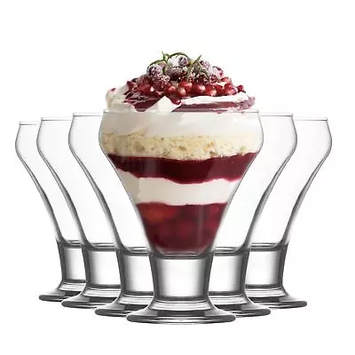 LAV 6x Frosty Ice Cream Bowls Dessert Serving Glasses 9cm Clear • £14