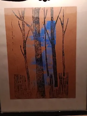 Mid Century Woodblock SignedRollins 1965 • $20