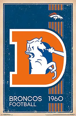 $13.49 • Buy Denver Broncos Football RETRO-1970s-80s-STYLE Official 22x34 Wall POSTER