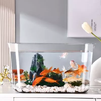 PET Desktop Goldfish Bowl Transparent Tabletop Fish Tank  Office • $20.63
