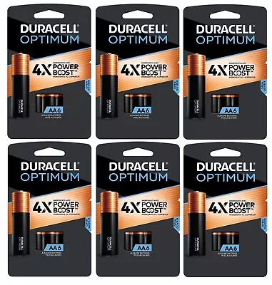 6 ~ Duracell Optimum 4X PowerBoost Alkaline AA Non-Rechargeable Batteries 6 Pk • $81.99