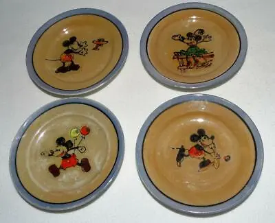 EX!DISNEY1930's 4PC PAINTED MICKEY MOUSE CHINA PLATE TEA SET-SCARCE 3-TONE VERS. • $29.99