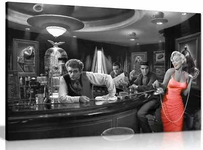 Marilyn Monroe Elvis Presley James Dean Red Dress Black & White Canvas Print • £34.99