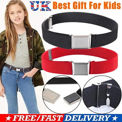 £4.99 • Buy Toddler Boy Girls Buckle Belt - Adjustable Elastic Belts Silver Buckle For Kids