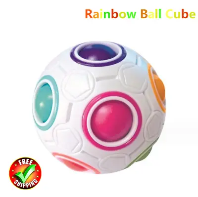 Magic Rainbow Ball Magic Puzzle Cube Football Press Intelligence Kids Toys • £5.76