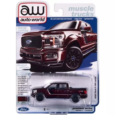 2020 Ford F-150 Truck Gray W/Hood & Side Stripes 1:64 Model Auto World AWS150A • $7.99