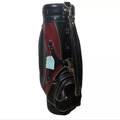 VTG Titleist Red Black 6 Way Divider Sections Leather Golf Bag Carrying Strap • $74.99