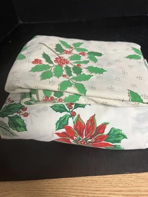 $12 • Buy Vintage Lot Of 2 Christmas Tablecloths, Cutter
