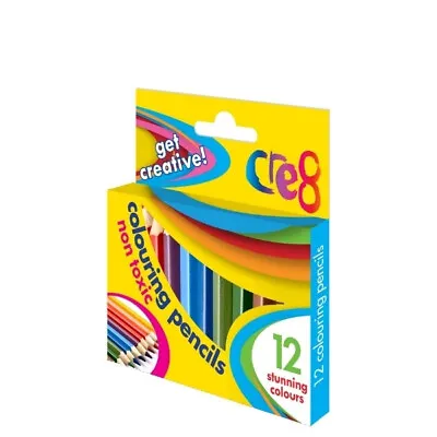 12 X Colouring Pencils 1/2 Half Size Small Handy For Travel Little Hands Colour • £4.99