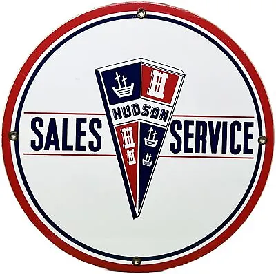 Vintage Hudson Porcelain Service Sign Gas Station Pump Motor Oil Dealership • $166.26